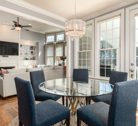 dining room of a house with a candle light